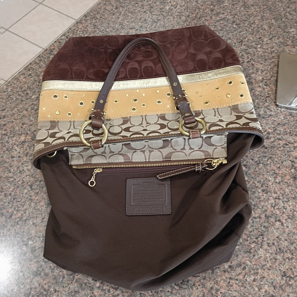 Coach Y2K Patchwork Tote Bag w/ Signature Canvas, Vel… - Gem